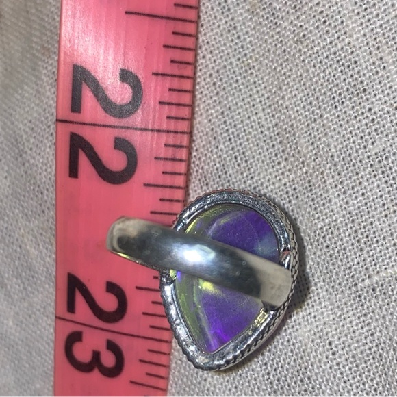 Sale * Mystic Rainbow Topaz vintage teardrop ring - Picture 10 of 12